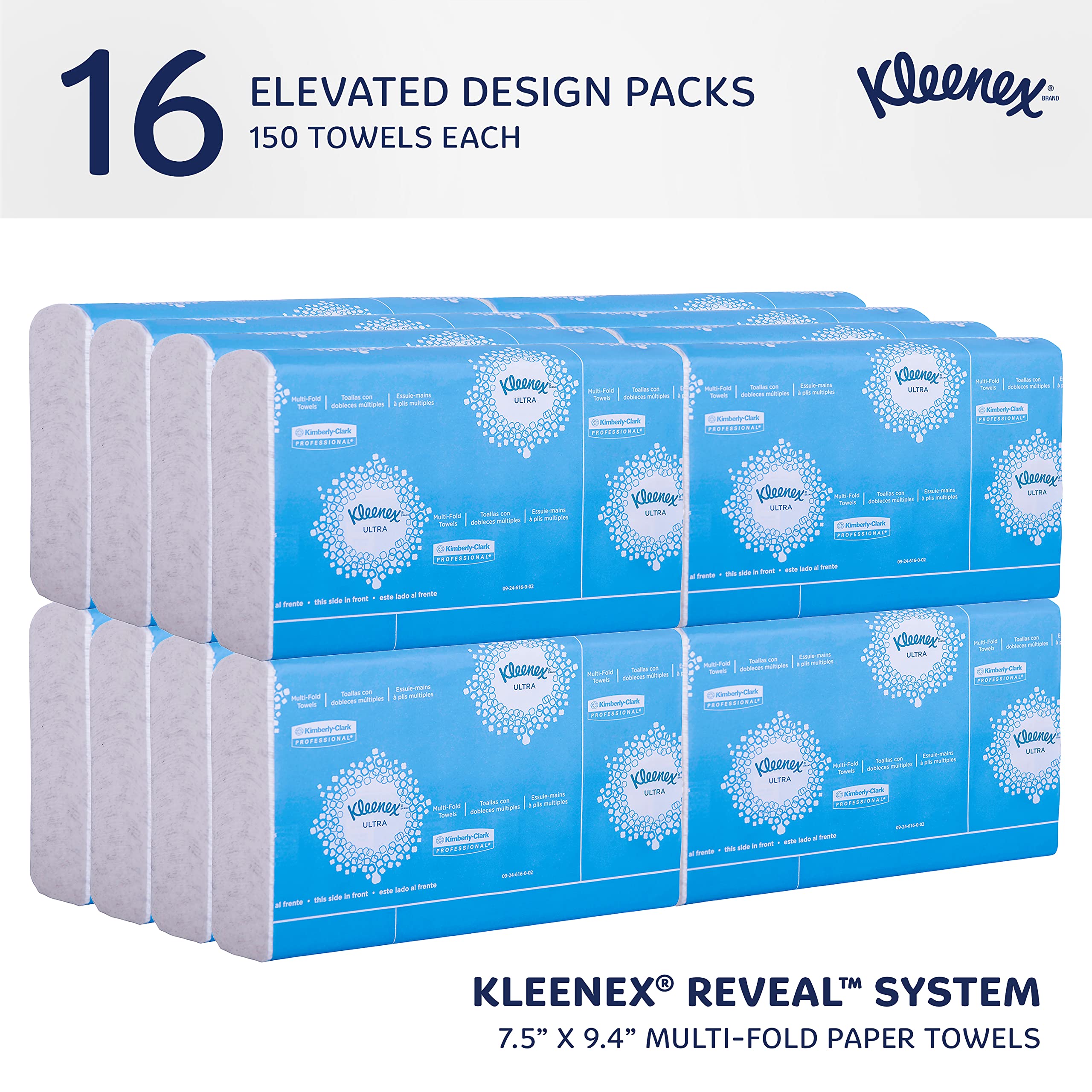 Kleenex Reveal Multifold Paper Towels (46321), 2-Ply, For Kleenex Reveal Countertop System Dispenser, 7.5'' X 9.4'' Sheets, Whit